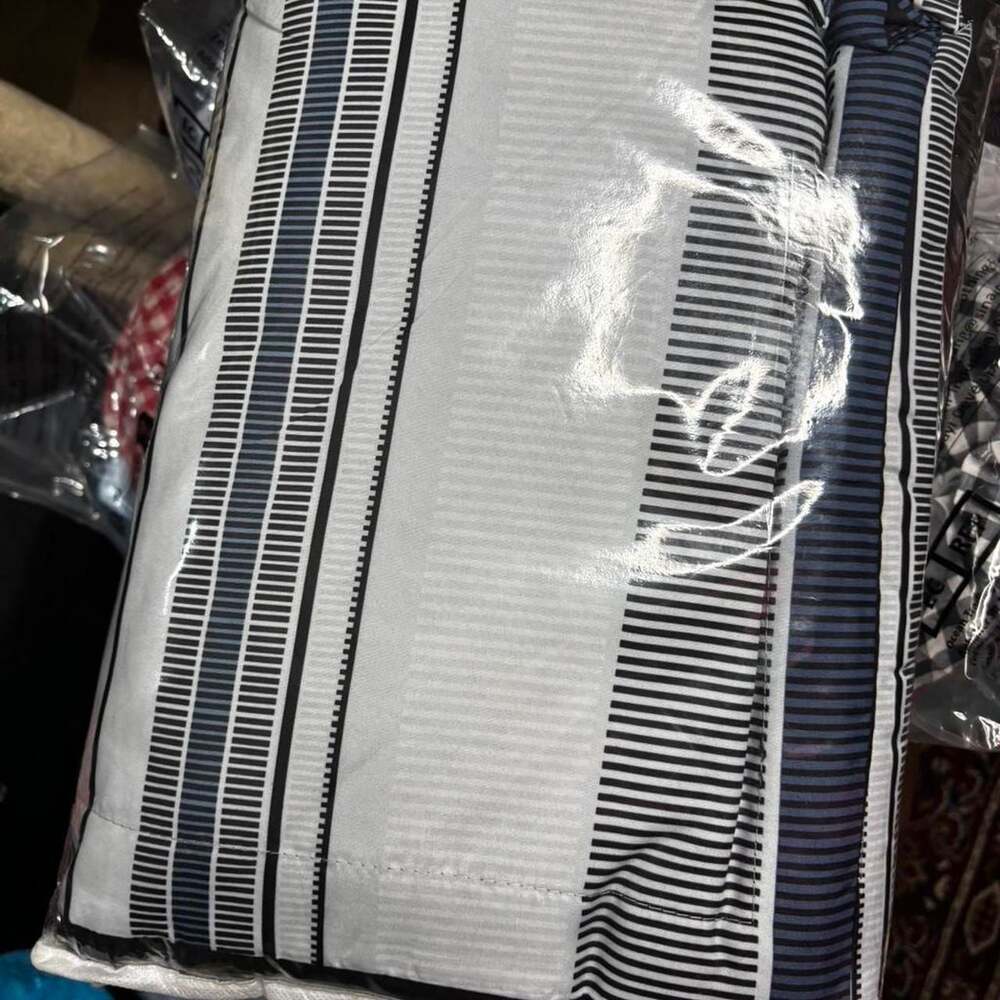 6-Piece Queen Bedding Set Black/blue and White Striped Comforter
